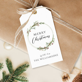 Étiquettes-cadeau Couronne minimaliste Joyeux Noël