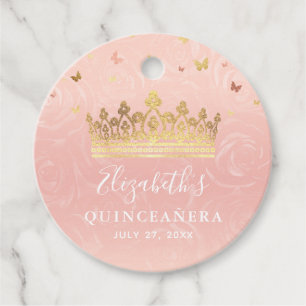 Étiquettes Cadeau Couronne Rose et Or Rose Cadeau de Remerciement
