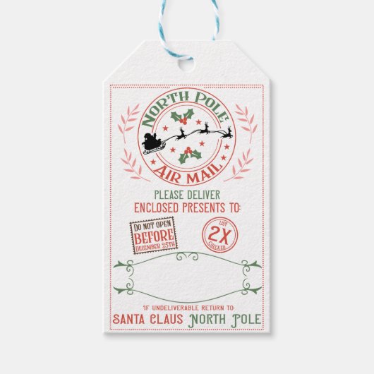 Étiquettes-cadeau Courrier aérien du Pôle Nord (Devant)