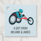 Étiquettes Cadeau Course en fauteuil roulant (Devant)