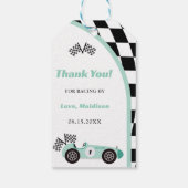 Étiquettes-cadeau Course Voiture verte fête d'anniversaire (Dos)