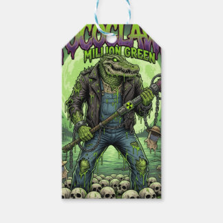 Étiquettes-cadeau Coussin carré jeté Million Green Alligator Monster