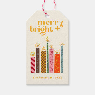 Étiquettes-cadeau Coussin de Noël Merry + Bright illustré à la main