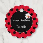 Étiquettes Cadeau Coute Polka point Ladybug Daisy Flower fête d'anni (Dos)
