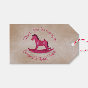 Étiquettes-cadeau Coutume rose de bébé de cheval de basculage