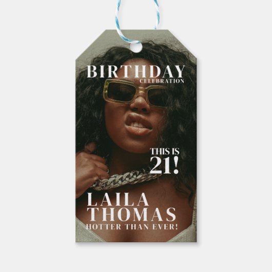 Étiquettes-cadeau Couverture de magazine de fête d'anniversaire sur  (Devant)