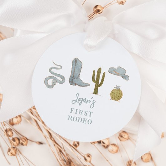 Étiquettes Cadeau Cowboy Blue Anniversaire fête 1ère Rodéo