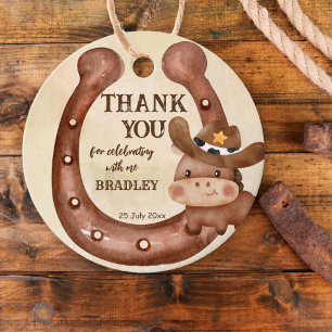 Étiquettes Cadeau Cowboy fête d'anniversaire bébé cheval dans un cas