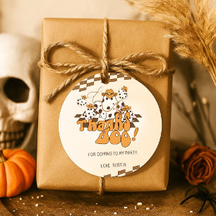Étiquettes Cadeau Cowboy Halloween À damiers Motif Merci Boo