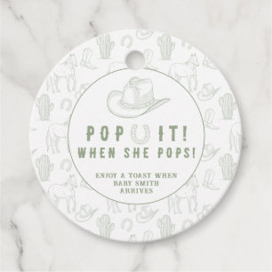 Étiquettes Cadeau Cowboy POP IT! Baignoire Verte Cadeau de Baby Show