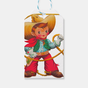 Étiquettes-cadeau Cowboy Retro Boy Child Cute Western
