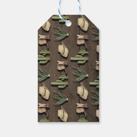 Étiquettes-cadeau Cowboy Western Rodeo Wooden Barrel PARTY Favoriser (Dos)