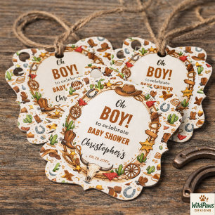 Étiquettes Cadeau Cowboy Wild West Rodeo Ranch Bébé occidental rus