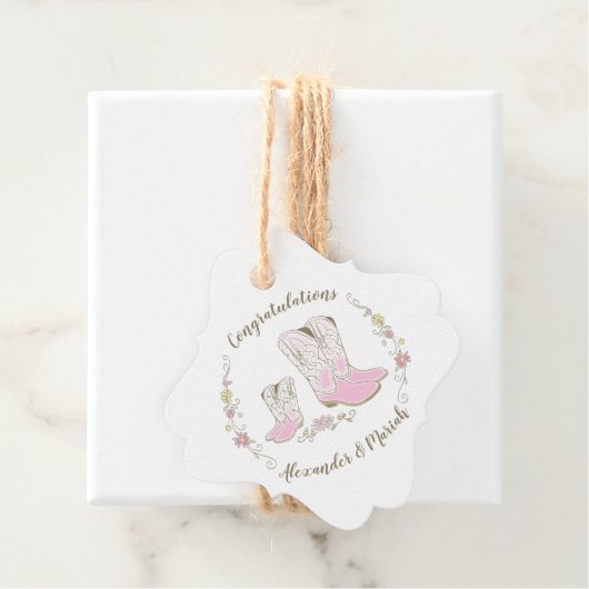 Étiquettes Cadeau Cowgirl Baby shower Pays Western Rose Girl (En situation)