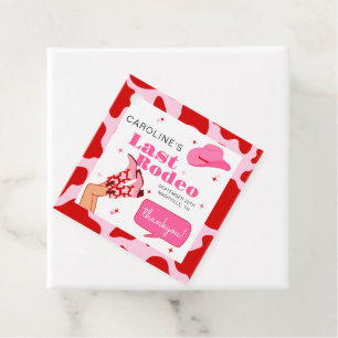 Étiquettes Cadeau Cowgirl Rouge et Rose Dernier Rodéo Enterrement de