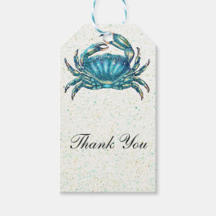 Étiquettes-cadeau Crabe Bleu Moderne Étoile de Mer Hippocampe Cadeau
