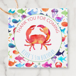 Étiquettes Cadeau Crabe sous la mer Rainbow Fish Merci