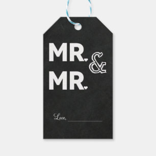 Étiquettes-cadeau Craie de tableau noir M. & M. Mariage Gay Engageme