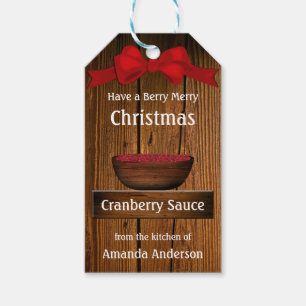 Étiquettes-cadeau Cranberry Rustic Wood Noël