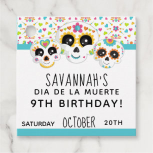 Étiquettes Cadeau Crâne à sucre Dia de La Muerte Halloween Anniversa