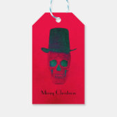 Étiquettes-cadeau Crâne avec chapeau rouge vert Halloween Noël (Dos)