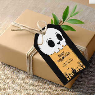 Étiquettes-cadeau Crâne de squelette cimetière noir gothique Hallowe