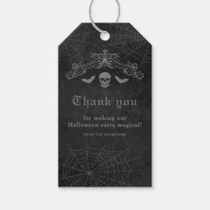 Étiquettes-cadeau Crâne et Chauves-Souris Sombre Gothique Halloween