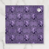 Étiquettes Cadeau Crâne gothique victorien mauve et noire (Dos)