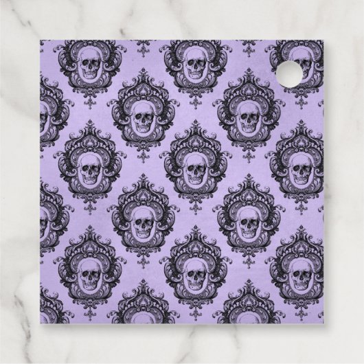 Étiquettes Cadeau Crâne gothique victorien mauve et noire (Dos)
