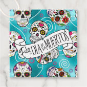 Étiquettes Cadeau Crânes à sucre et torons Turquoise ID725 (Devant)