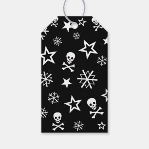 Étiquettes-cadeau Crânes et flocons de neige