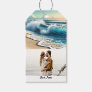 Étiquettes-cadeau Crashing Ocean Waves Rustic Coastal Beach Wedding