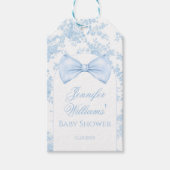 Étiquettes-cadeau Cravate Bow Toile Bleu Boho Baby Boy Douche Merci (Devant)