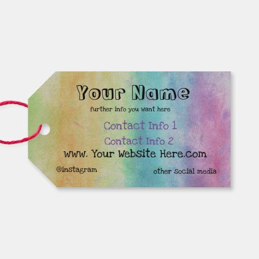 Étiquettes-cadeau Cravate-Dye Art et Carte de visite appreal de Bohè (Dos (Horizontal))