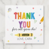 Étiquettes Cadeau Crayons Appréciation de l'enseignant Merci Carré (Devant)