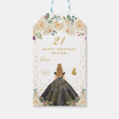 Étiquettes-cadeau Cream Floral Blonde Coiffeuse fille Joyeux anniver (Devant)