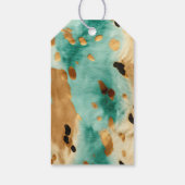 Étiquettes-cadeau Cream Gold Turquoise Cowhide Animal (Dos)