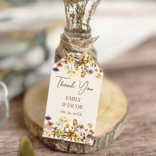 Étiquettes-cadeau Cream & Terracotta Fleur sauvage Mariage Boho