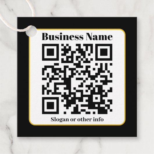 Étiquettes Cadeau Create Your Own QR Code | Black White Gold Border (Devant)