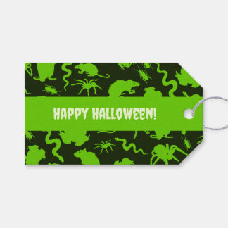 Étiquettes-cadeau Creepy Crawlies Happy Halloween! Green Pattern