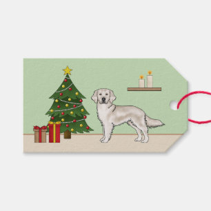 Étiquettes-cadeau Crème anglaise Golden Retriever Dog Christmas Tree