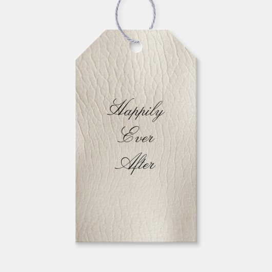 Étiquettes-cadeau Crème blanche Faux Mariage en cuir (Devant)