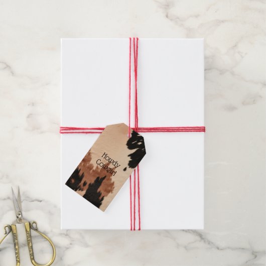 Étiquettes-cadeau Crème Brown de cowhide (Avec de la ficelle)