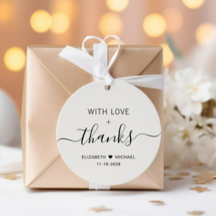 Étiquettes Cadeau Crème Chic Mariage Merci Avec Amour