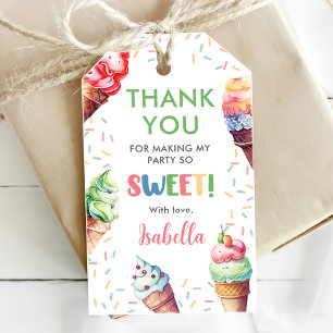 Étiquettes-cadeau Crème de glace 1er fête d'anniversaire