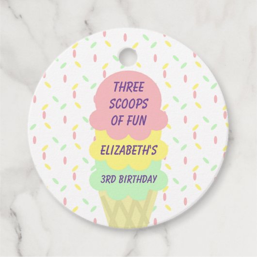 Étiquettes Cadeau Crème de glace 3e anniversaire (Devant)