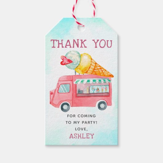 Étiquettes-cadeau Crème de glace Anniversaire Merci (Devant)