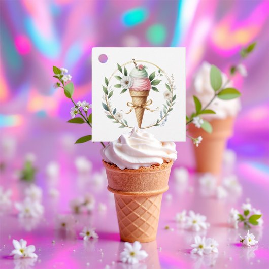 Étiquettes Cadeau Crème de glace Fête des mariées de couronnes flora