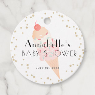 Étiquettes Cadeau Crème de glace Merci Baby shower rose