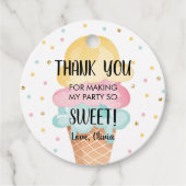 Étiquettes Cadeau Crème de glace Mint rose Jaune Douce fille Anniver (Devant)